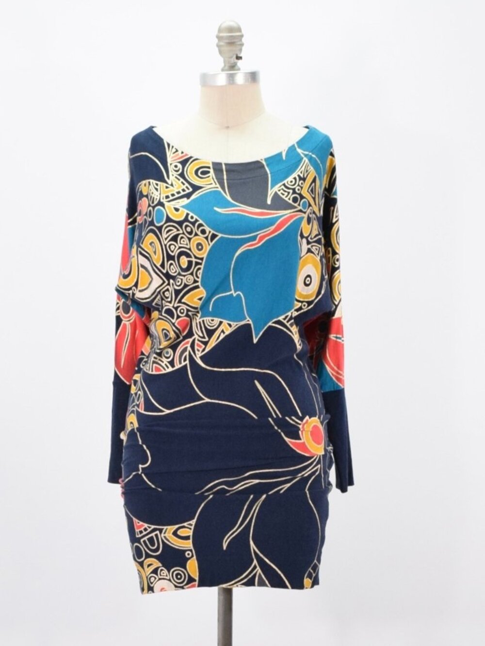 French Connection Colorful Abstract Floral Print Knit Dress